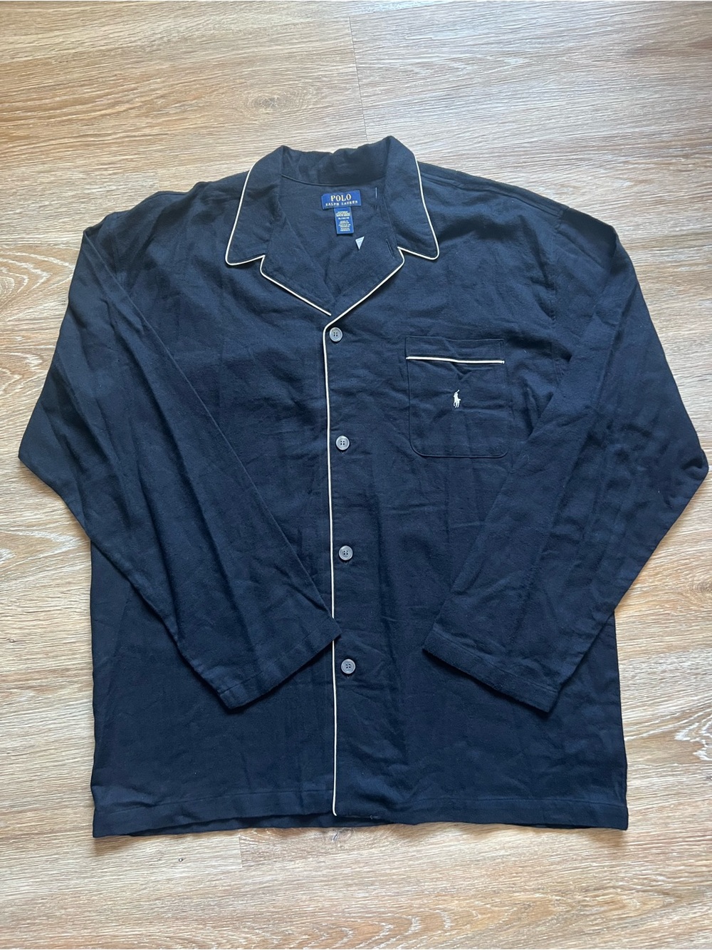 Polo Ralph Lauren Sleepwear Pajama Top Mens XL Black Cotton Lounge Shirt